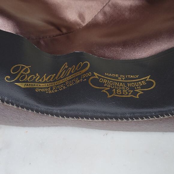 VINTAGE Borsalino Diamante II Hat 7 3/8 Gray Brown Fur‎ Felt Bowler Derby Italy - Picture 9 of 16